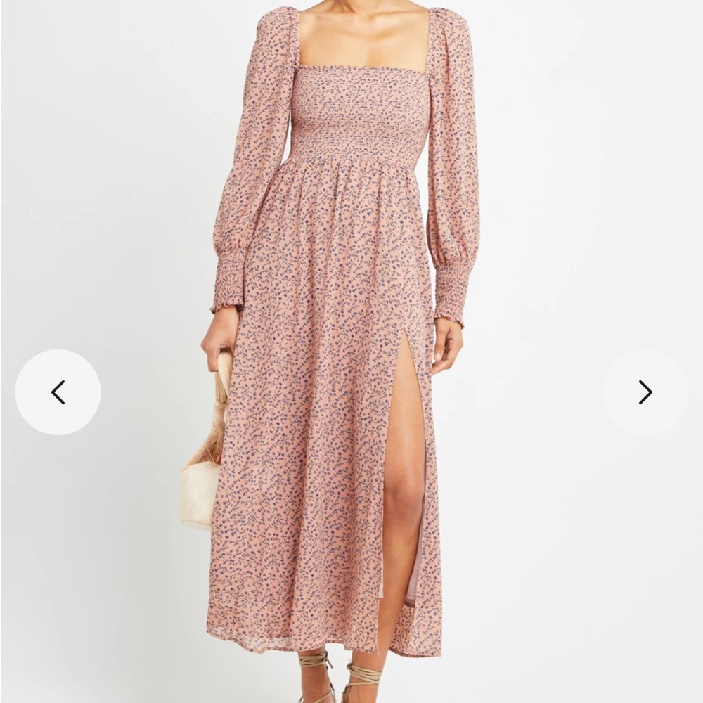 O.P.T. Smocked Floral Midi Dress
